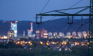 High power electricty poles in urban area